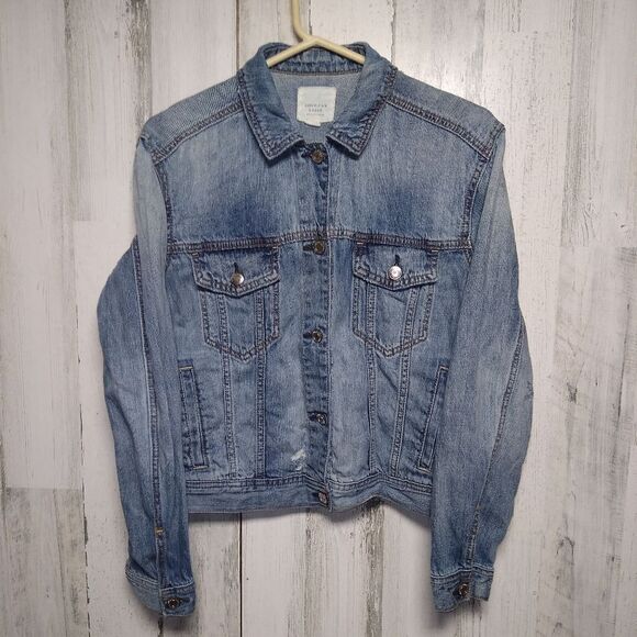 American Eagle Women's Small Distressed Denim Jacket - Picture 1 of 10